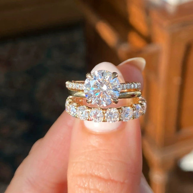 Triple Layer Solitaire Diamond Ring