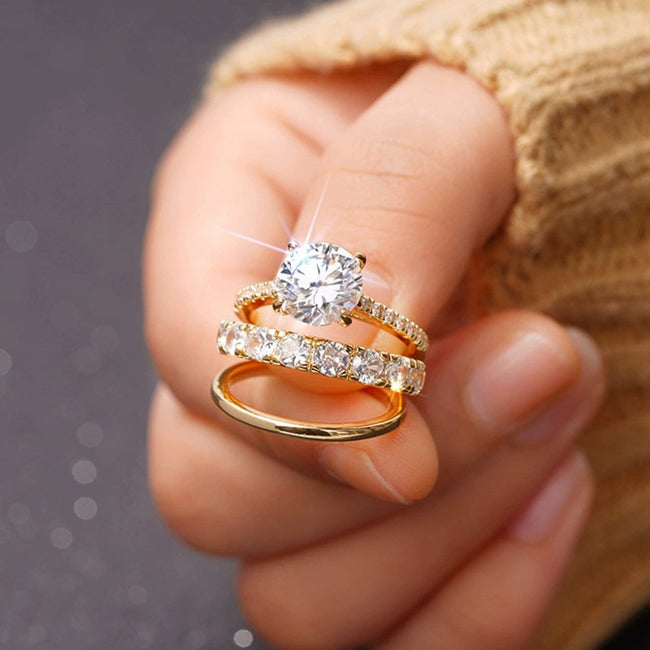 Triple Layer Solitaire Diamond Ring