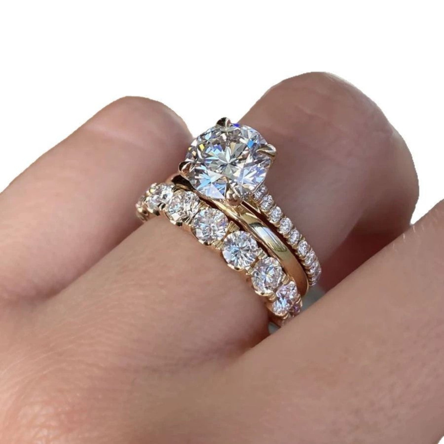 Triple Layer Solitaire Diamond Ring