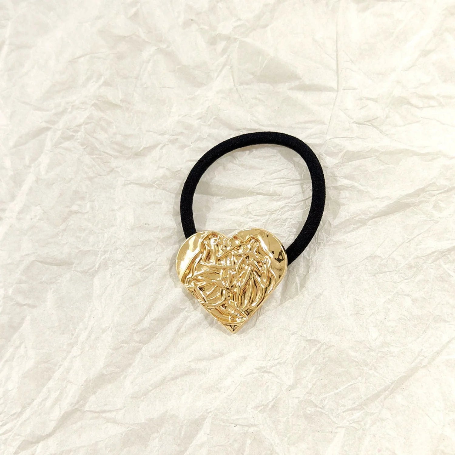 Crushed Heart Glod Hair Ties