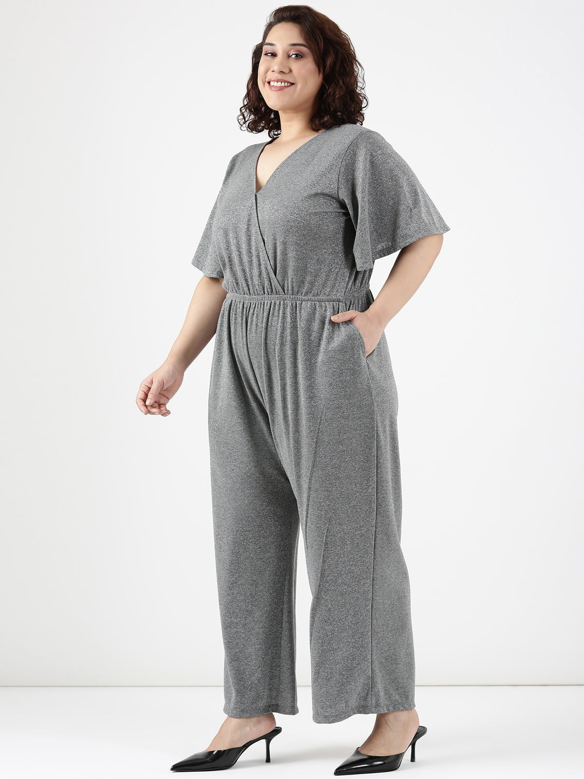 Women Glimmer Grey Jumpsuit