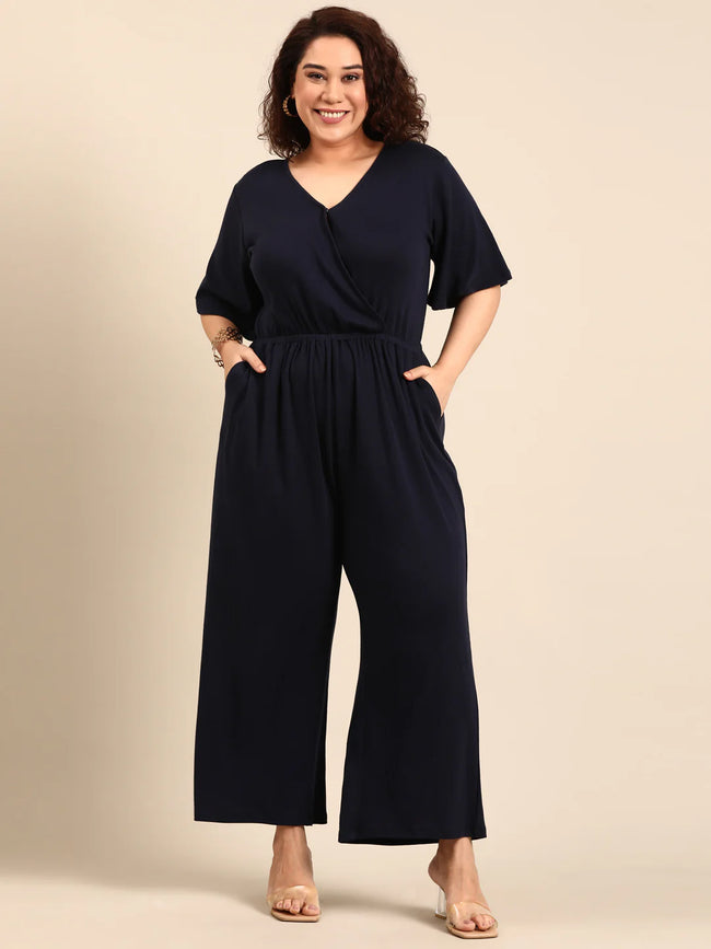 Women Navy Solid Jumpsuit