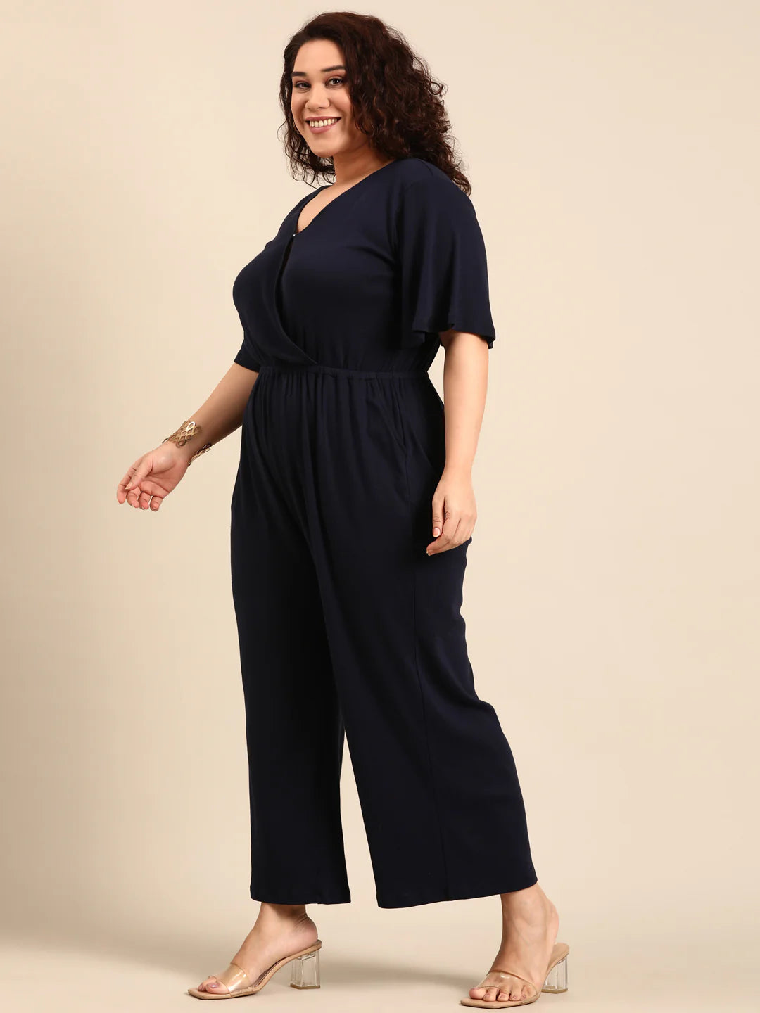Women Navy Solid Jumpsuit