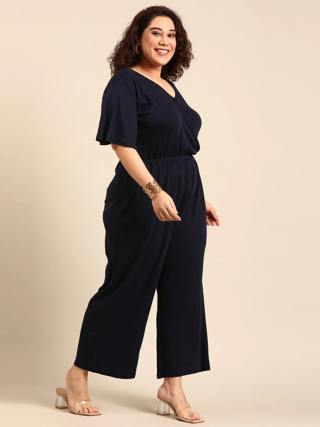 Women Navy Solid Jumpsuit