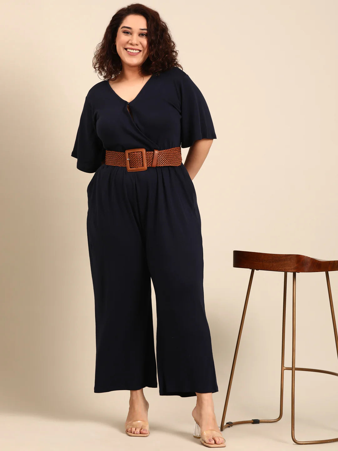 Women Navy Solid Jumpsuit