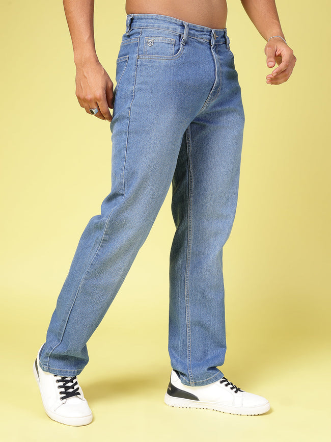 Men Lightly Faded Straight Fit Denim Jeans