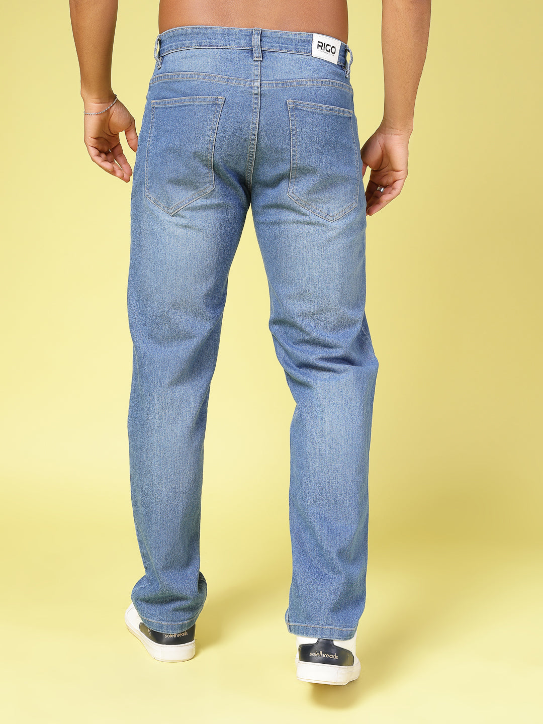 Men Lightly Faded Straight Fit Denim Jeans