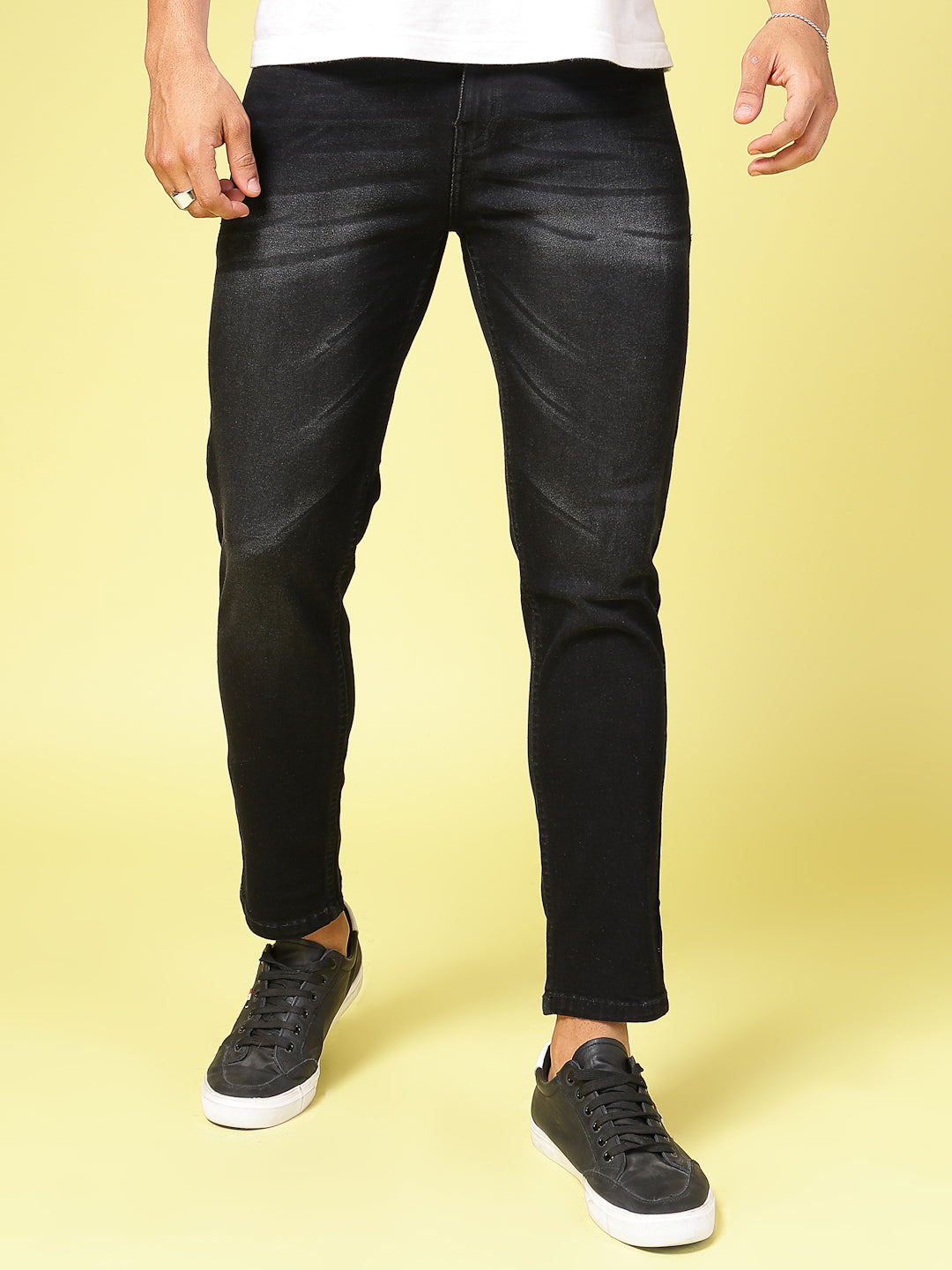 Men Lightly Faded Tapered Jeans