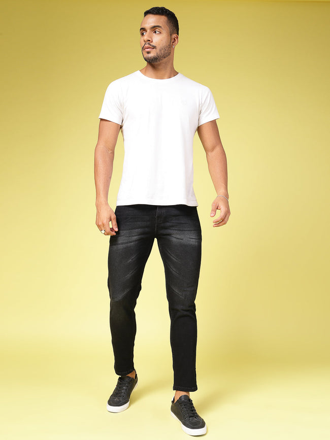Men Lightly Faded Tapered Jeans