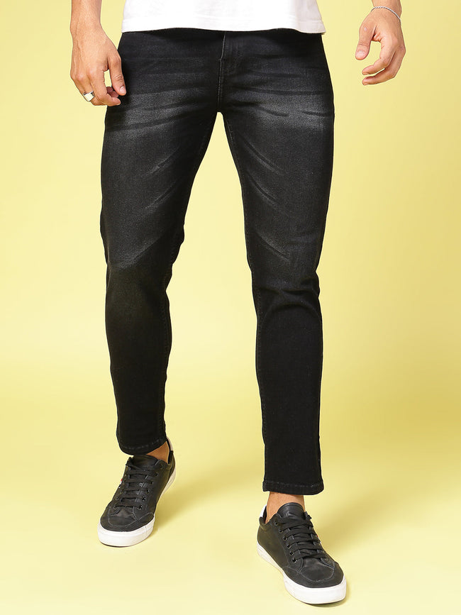 Men Lightly Faded Tapered Jeans
