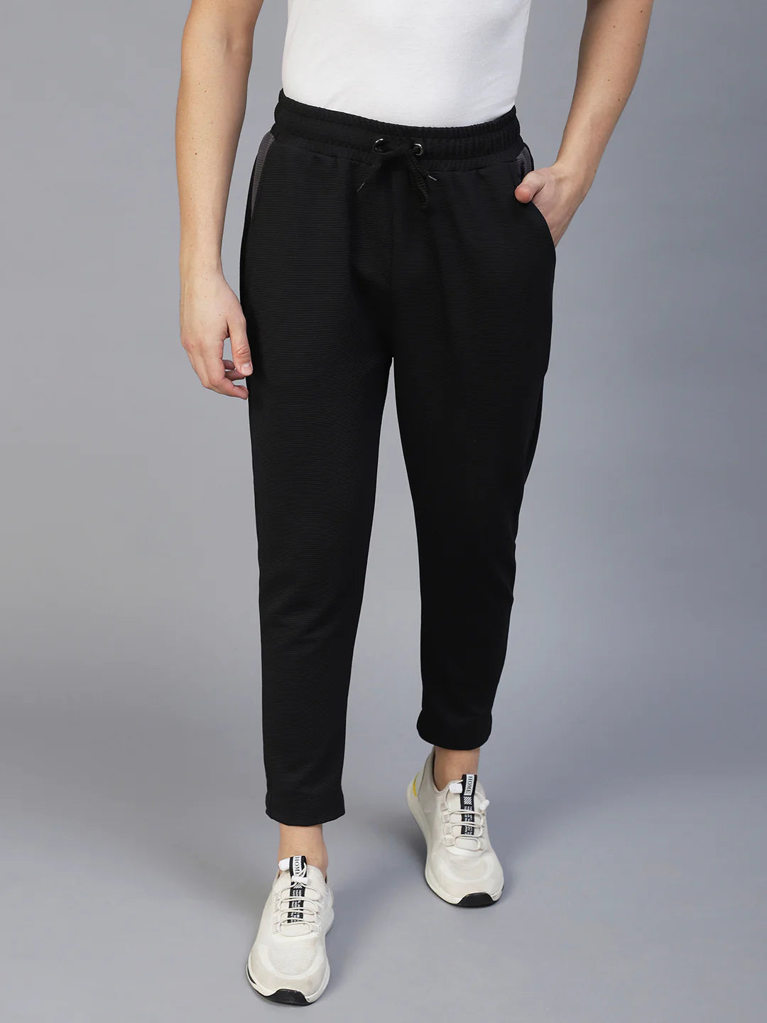 Men Black Poly Corduroy Jogger