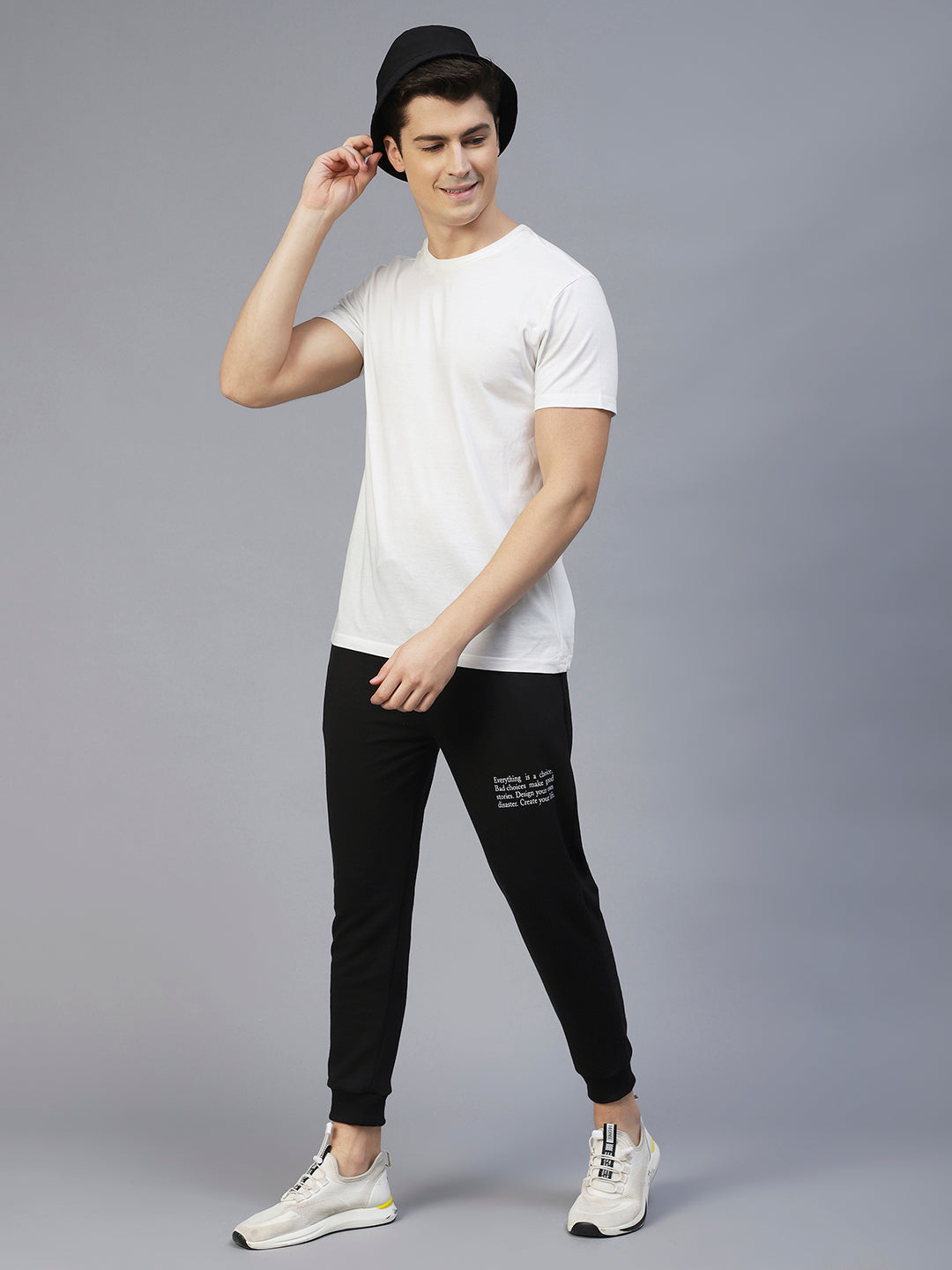Men Black Text Print Jogger
