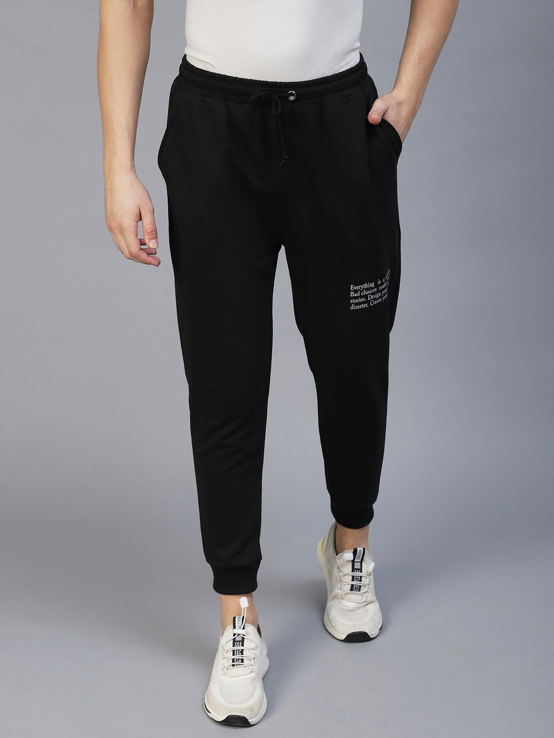 Men Black Text Print Jogger