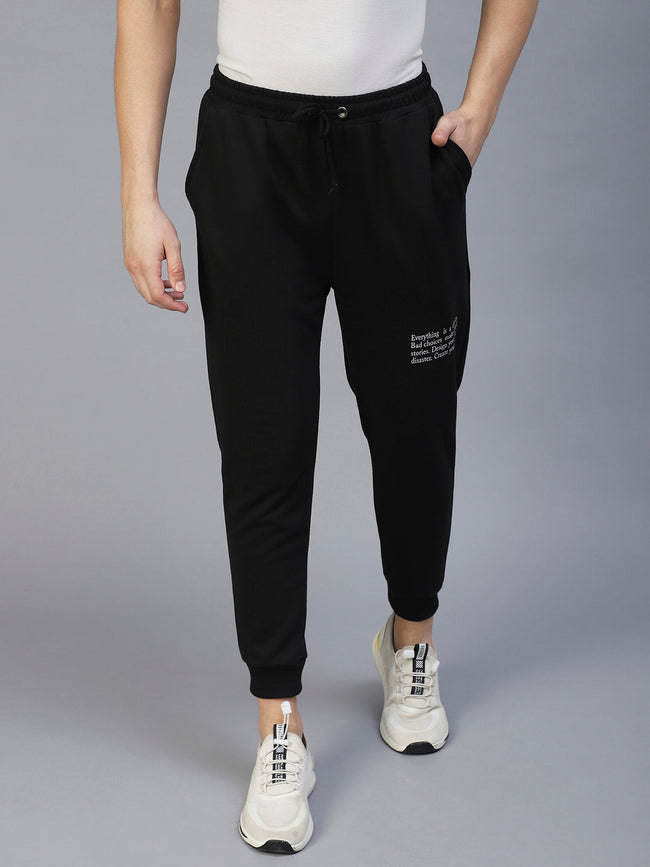 Men Black Text Print Jogger