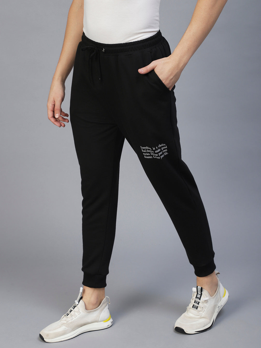 Men Black Text Print Jogger