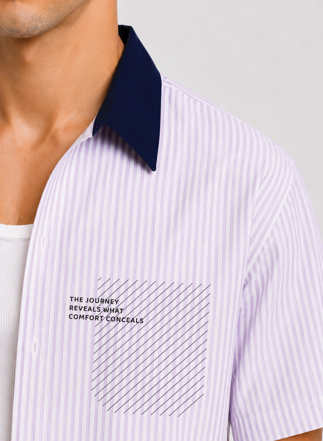 Men Lavender Striped Casual Shirt