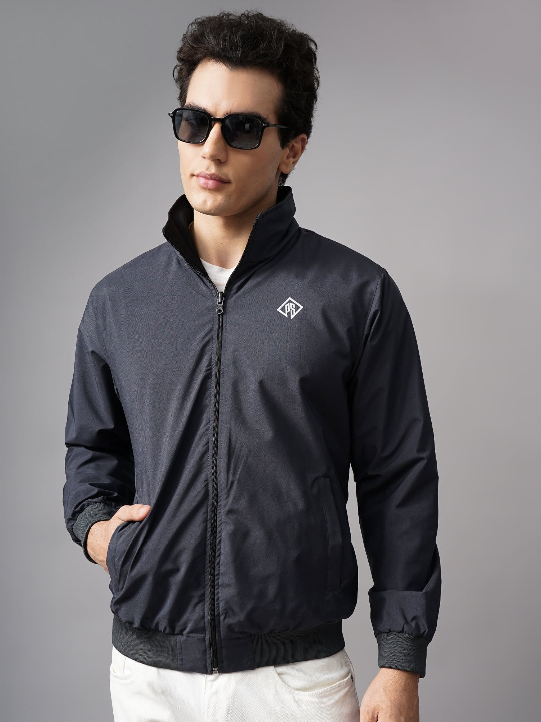 Men Reversible Windcheater Grey Jacket