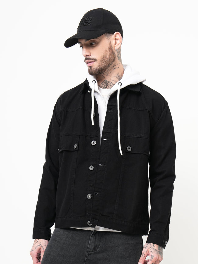 Men Rogue Denim Black Trucker Jacket