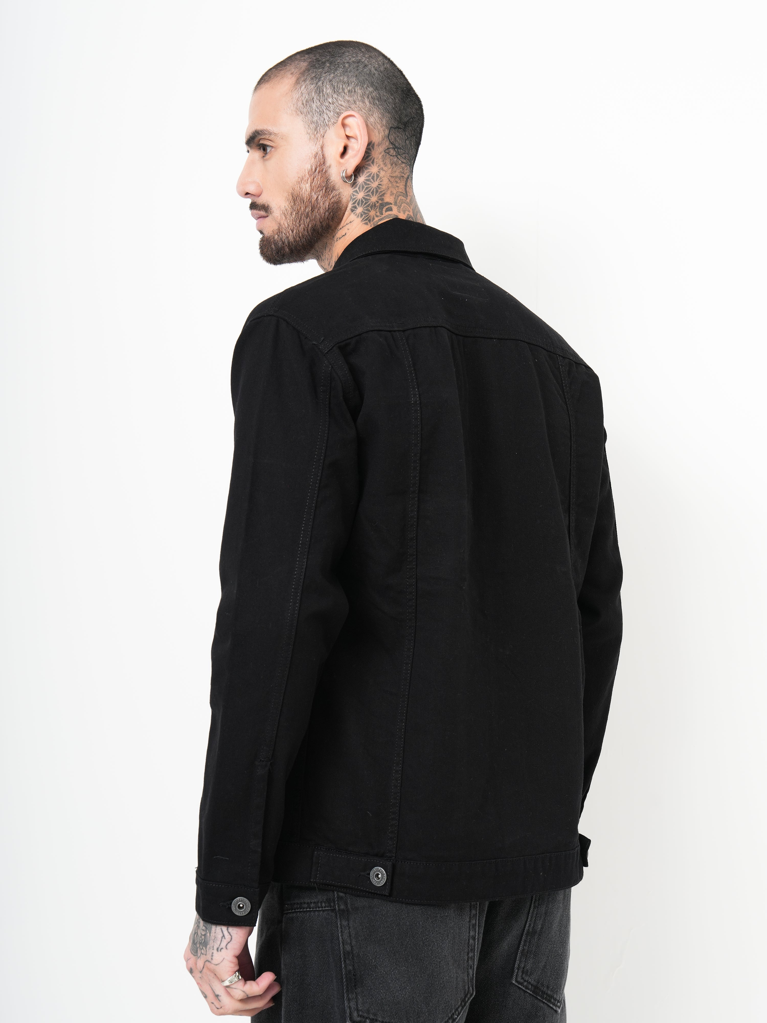 Men Rogue Denim Black Trucker Jacket