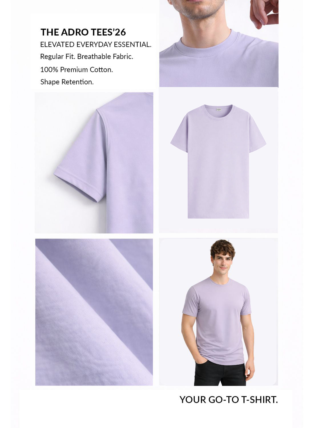 Men Lilac Vintage Printed T-Shirt