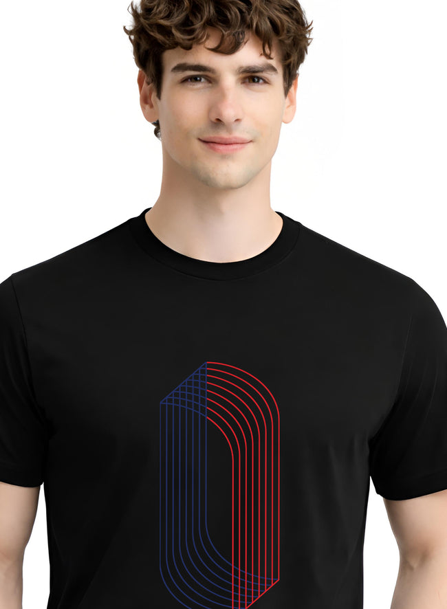 Men Black Cotton Printed  T-Shirt