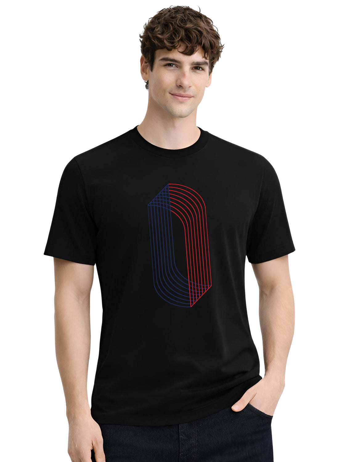 Men Black Cotton Printed  T-Shirt