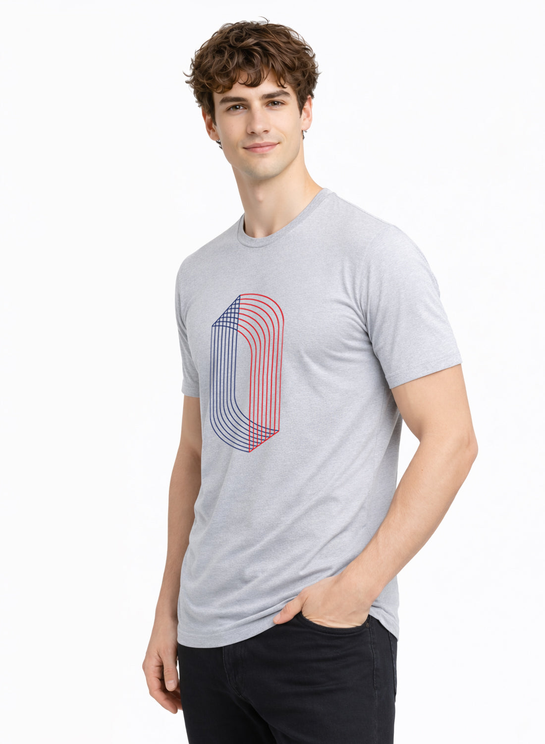 Men Grey Cotton Printed  T-Shirt