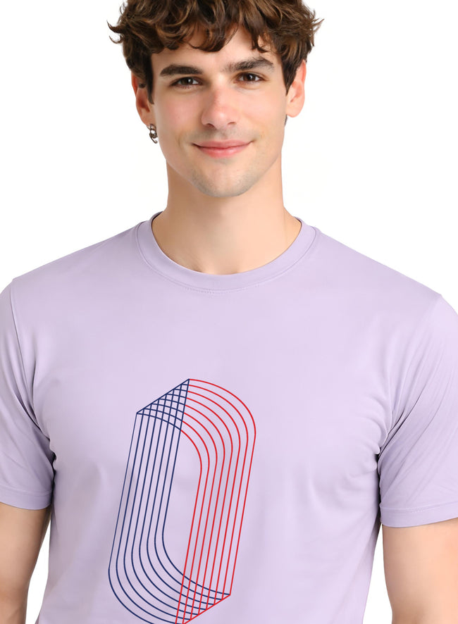 Men Lilac Cotton Printed  T-Shirt