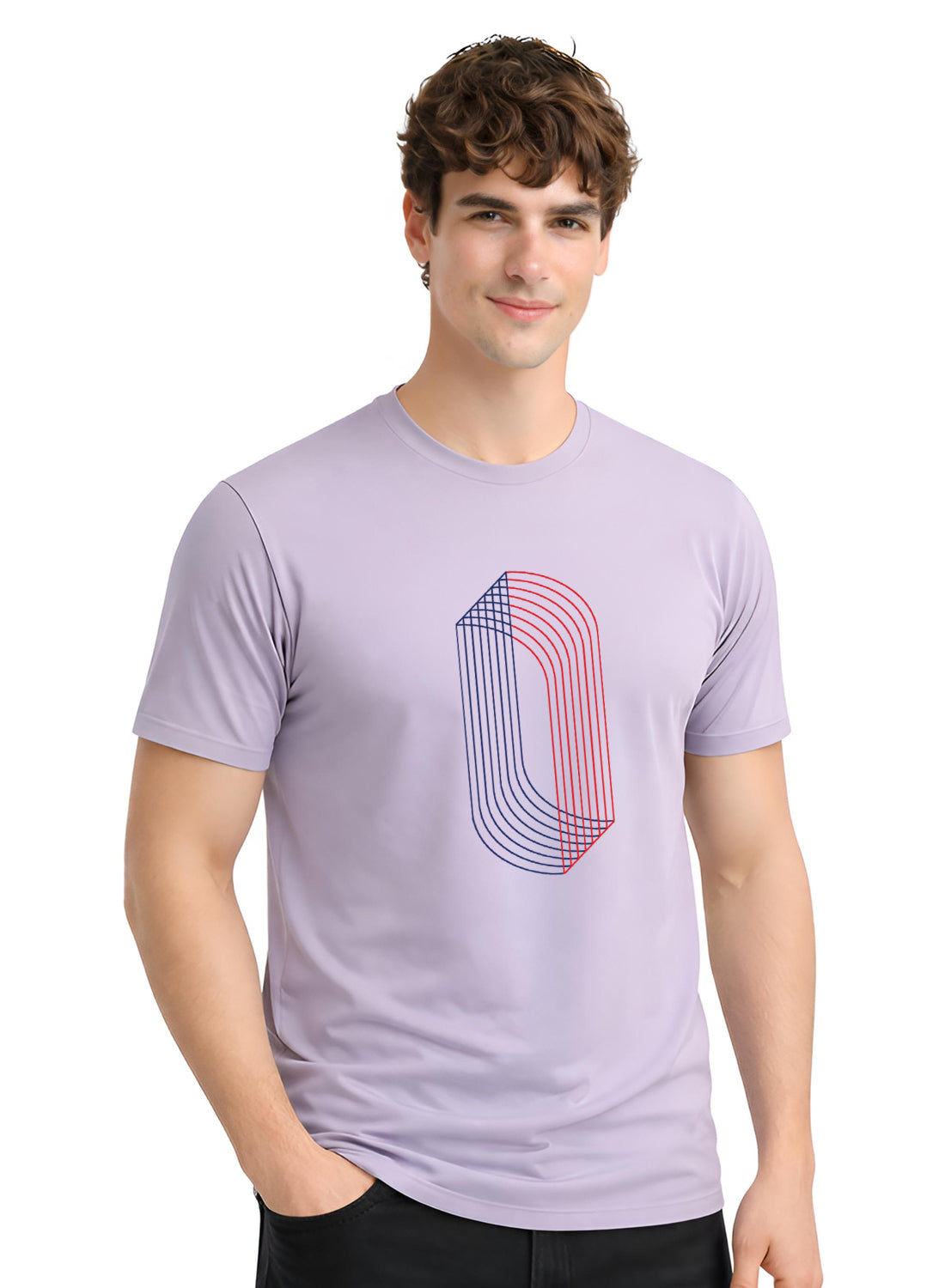Men Lilac Cotton Printed  T-Shirt