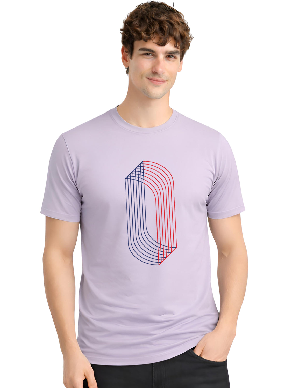 Men Lilac Cotton Printed  T-Shirt