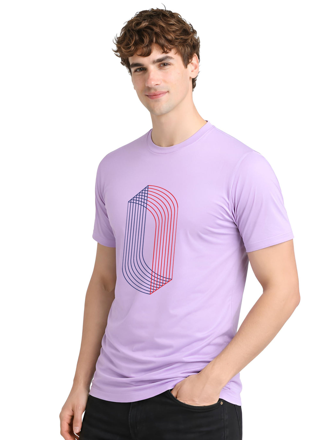 Men Lavender Cotton Printed  T-Shirt