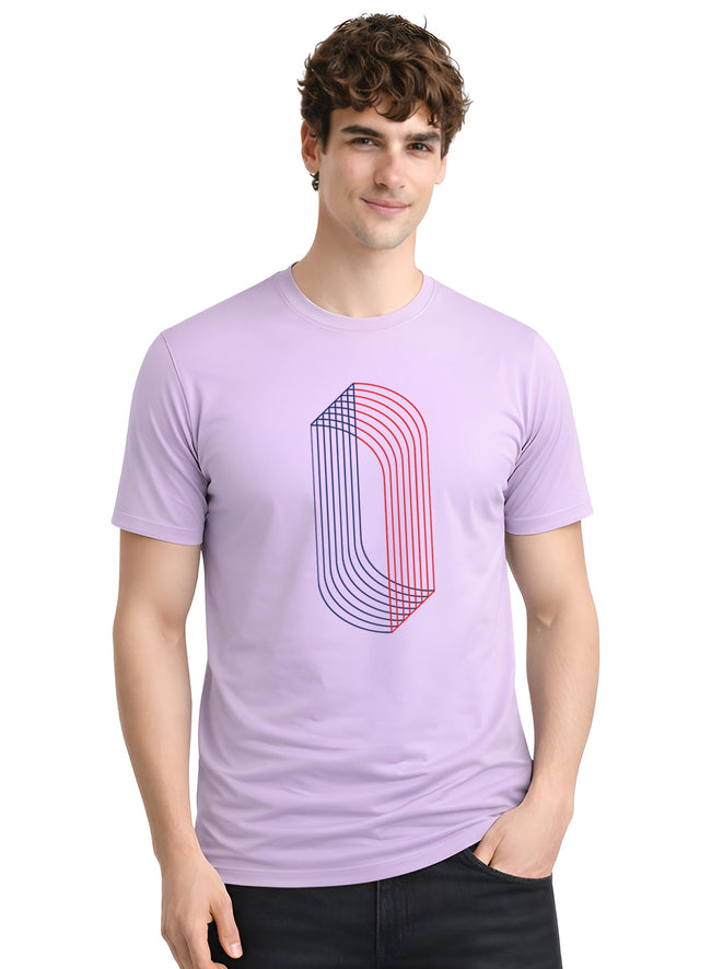 Men Lavender Cotton Printed  T-Shirt