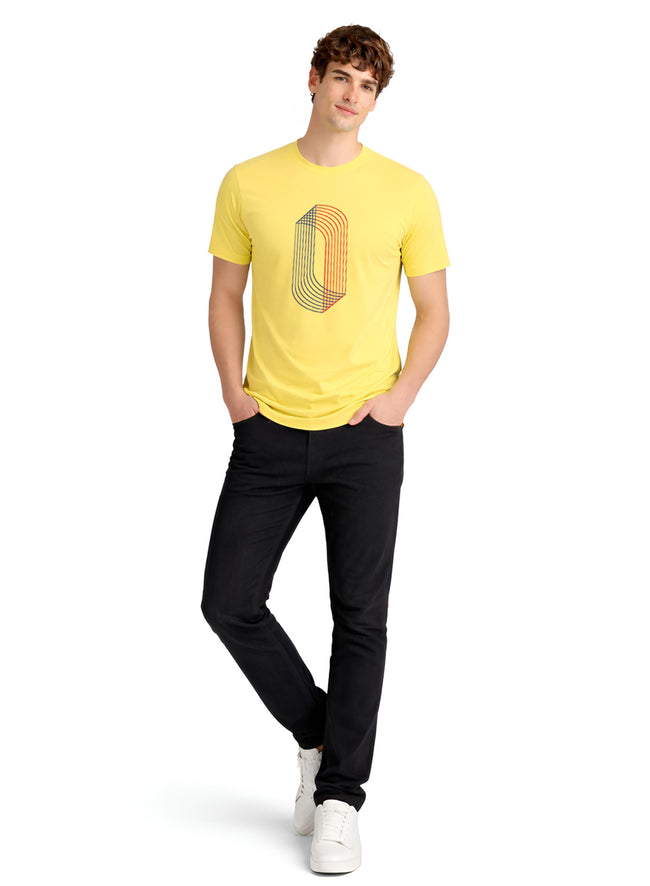 Men Yellow Cotton Printed  T-Shirt