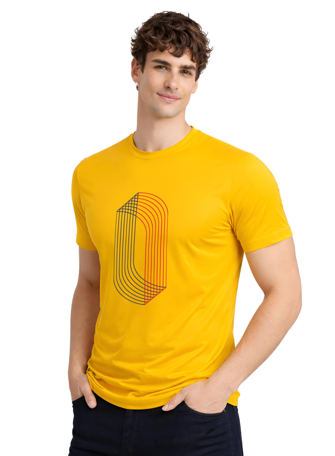 Men Mustard Cotton Printed  T-Shirt