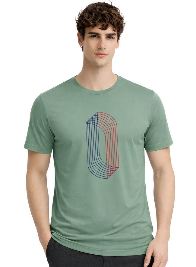 Men Green Cotton Printed  T-Shirt