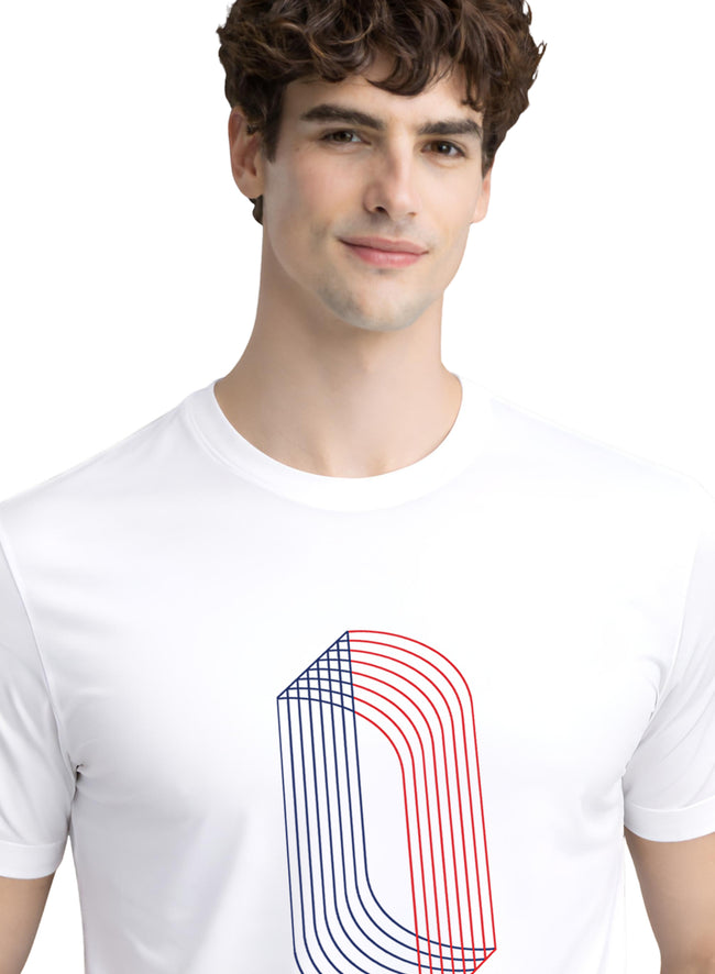 Men White Cotton Printed  T-Shirt