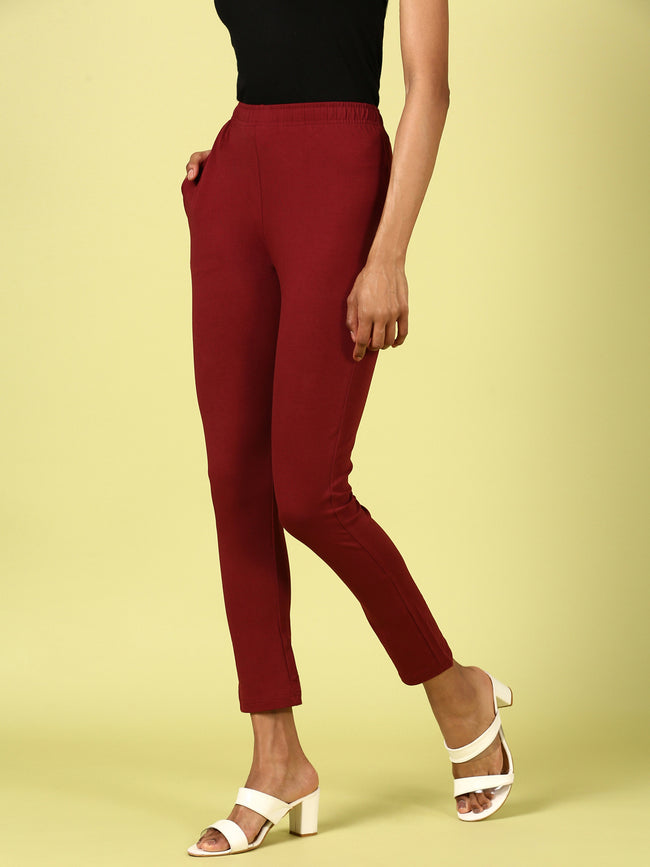 Women Maroon Casual Pants