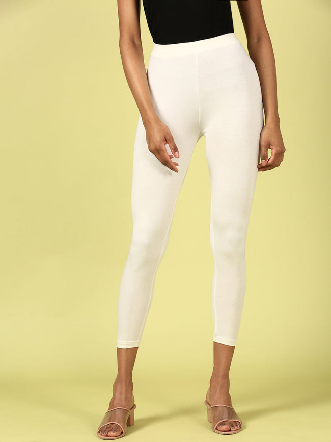 Women Off White Casual Leggings