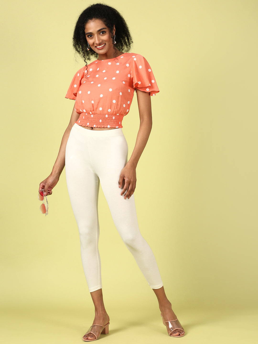 Women Off White Casual Leggings