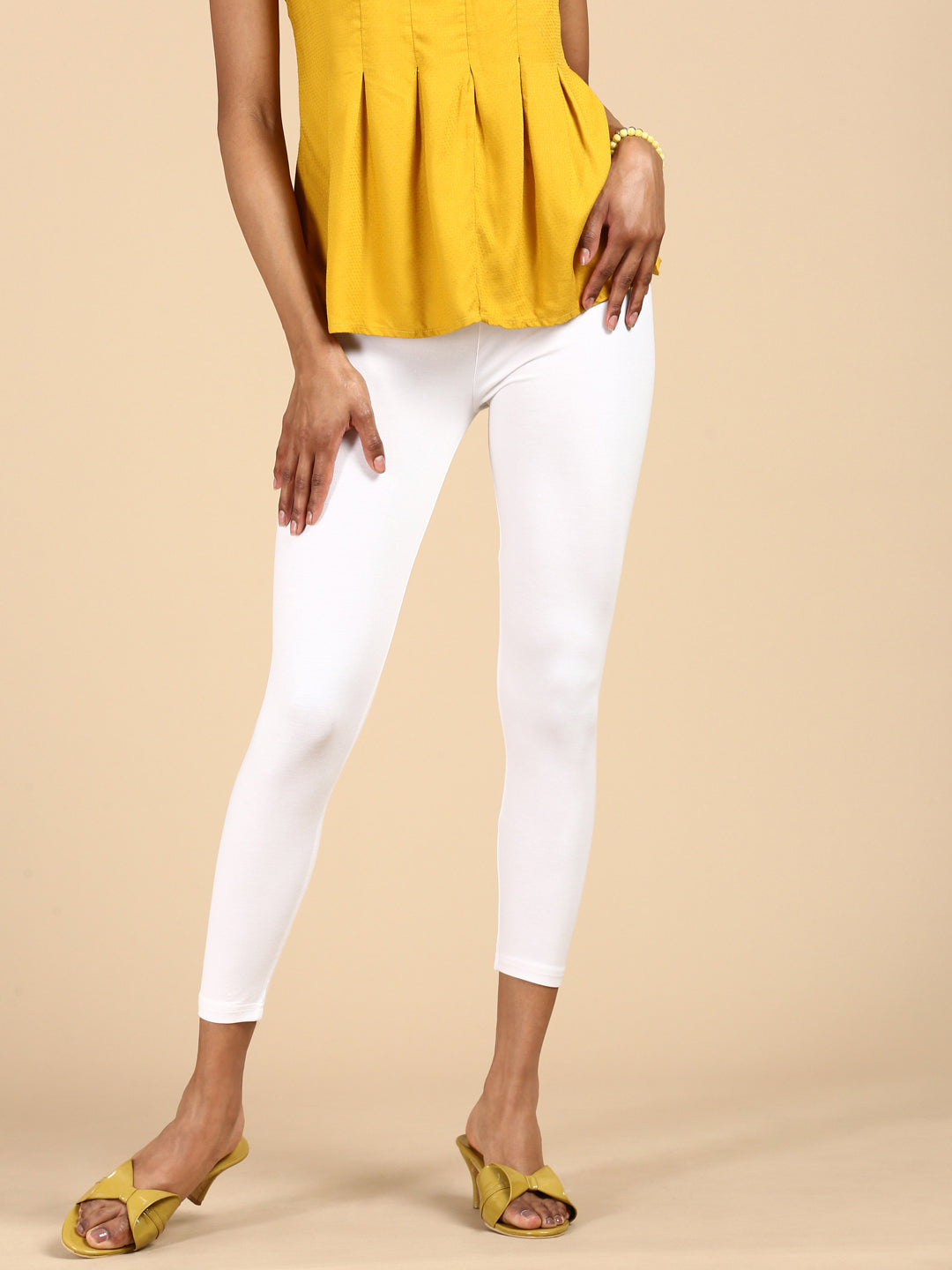 Women White Casual Leggings