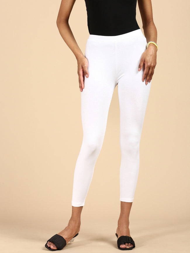 Women White Casual Leggings