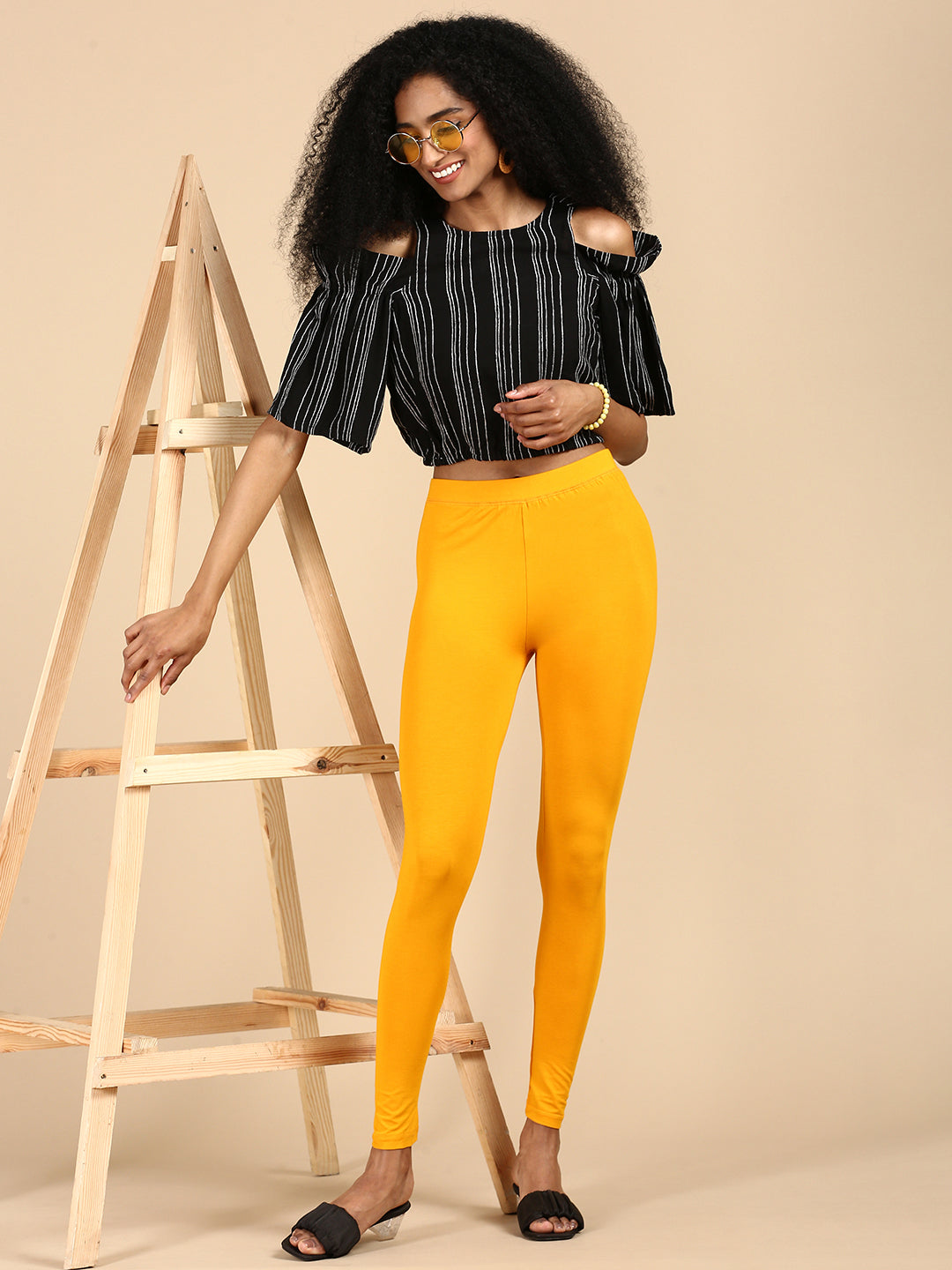 Women Yellow Casual Leggings