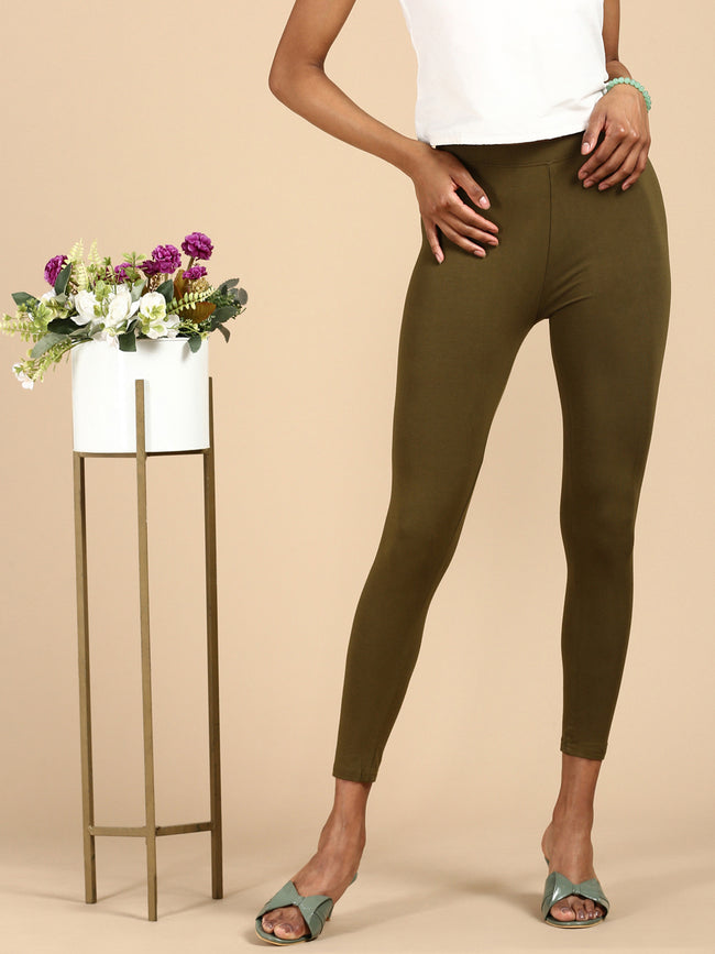 Women Olive Casual Leggings