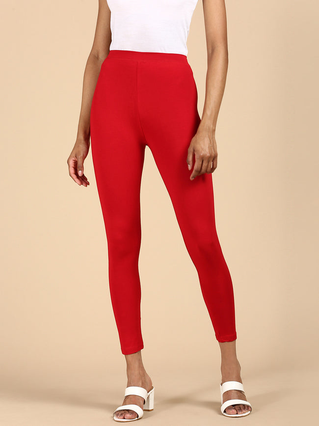 Women Red Casual Leggings