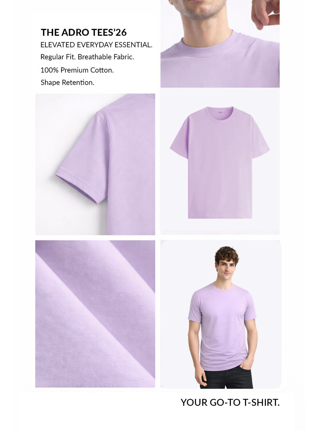 Men Lavender Classic Printed T-Shirt
