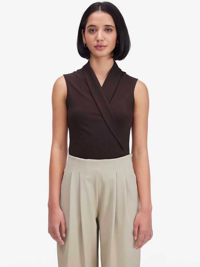 Women Brown Sleeveless Top