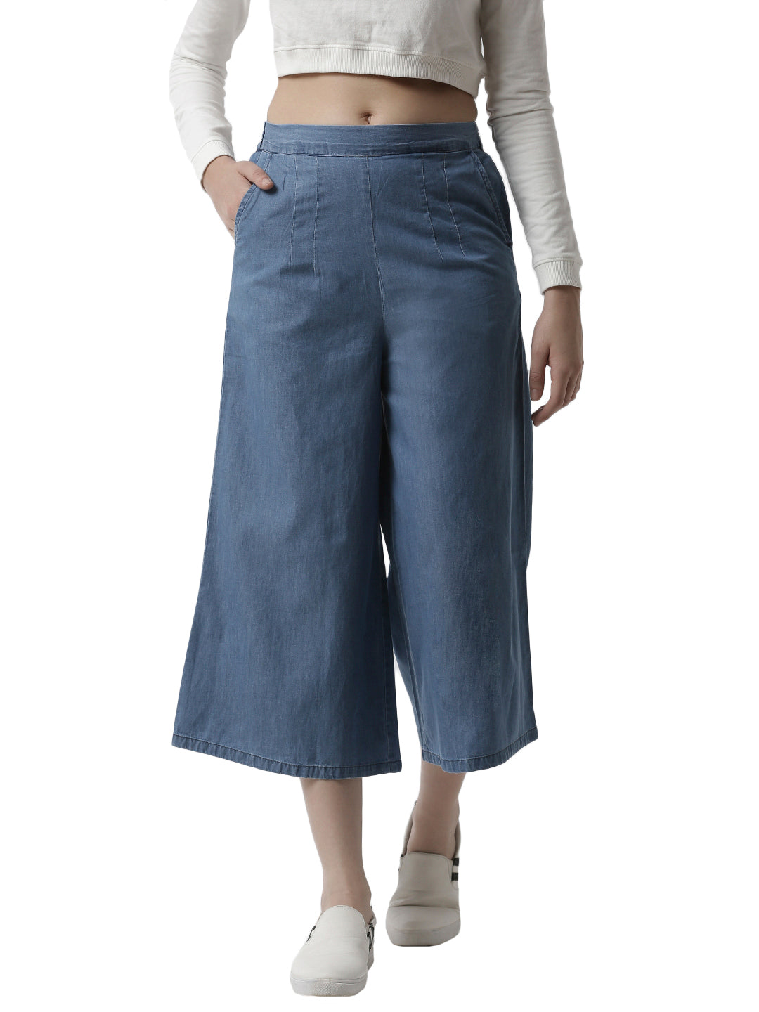 Women Blue Casual Culottes
