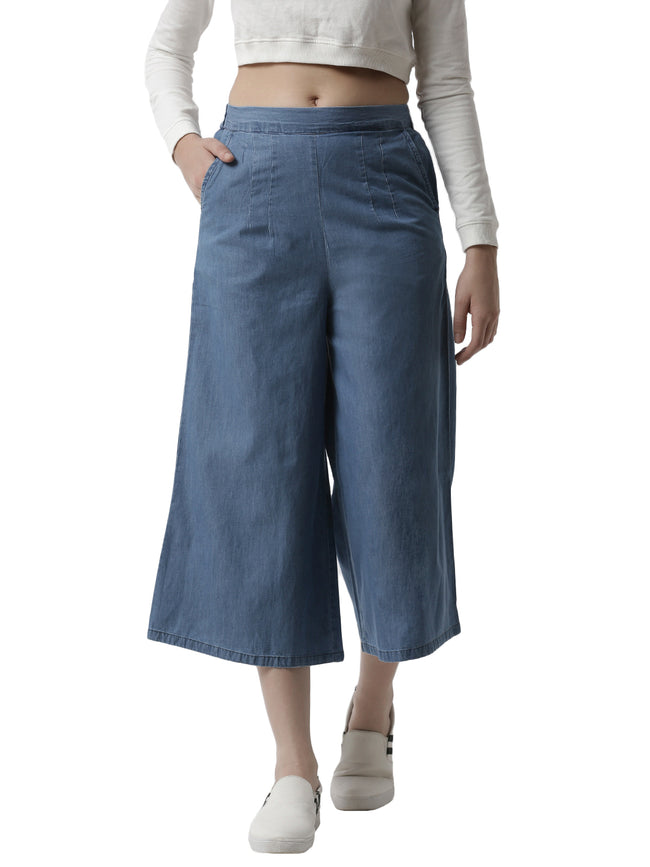 Women Blue Casual Culottes