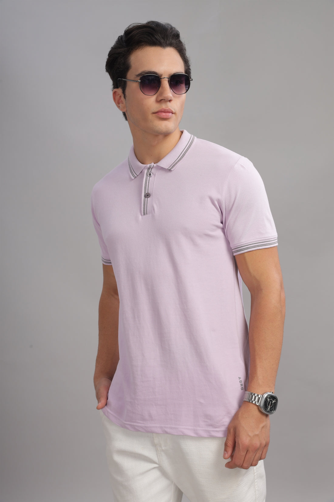 Men Lavender Regular Fit Polo T-Shirt