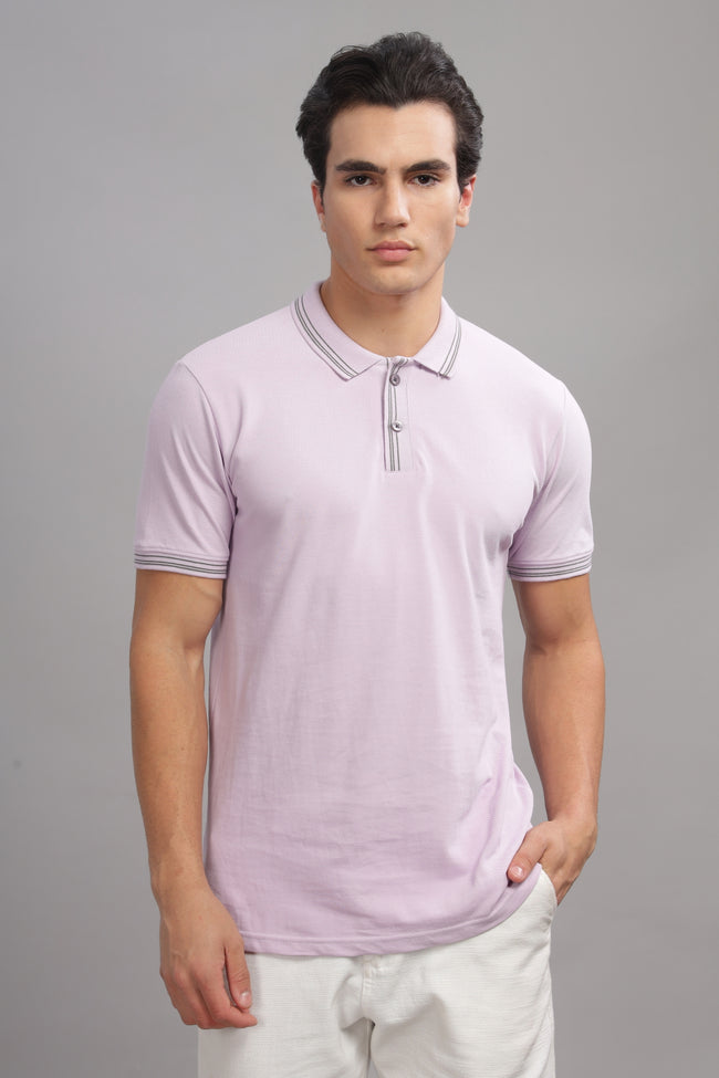 Men Lavender Regular Fit Polo T-Shirt